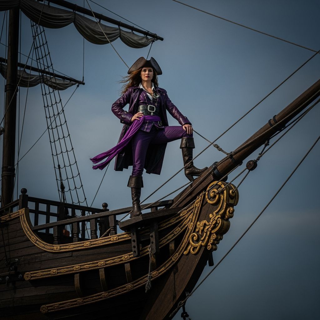 Arrogant Female Pirate Captain on Ship Figurehead