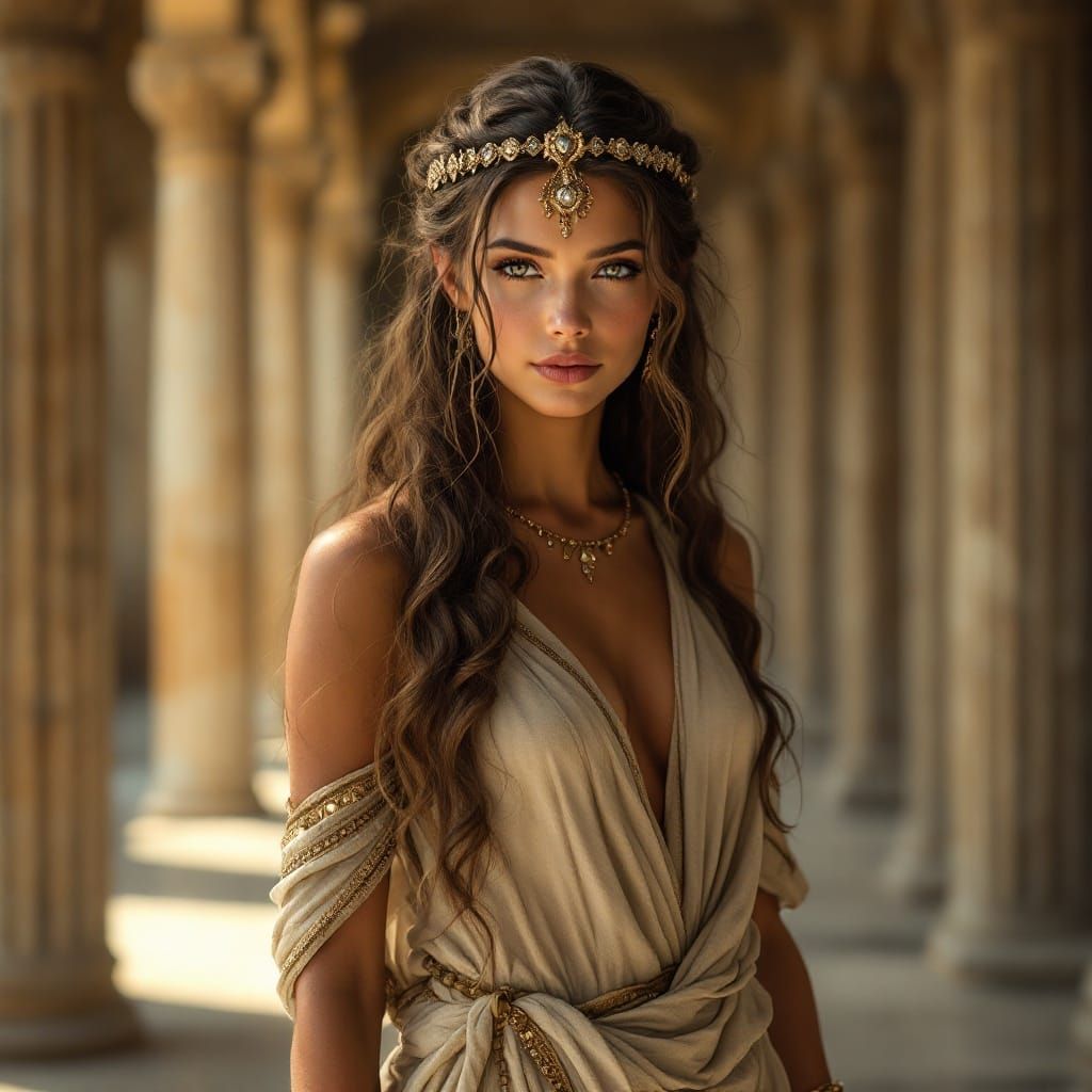 Hyper-Realistic Golden-Tanned Hobbit Woman in Ancient Elven ...