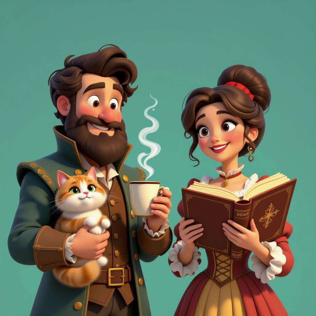 1600s People Enjoy Cats, Coffee, and Ghost Books