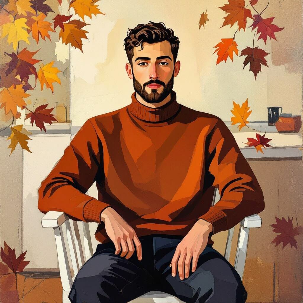 Autumn Portrait in Style of Modigliani, Macke, Braque