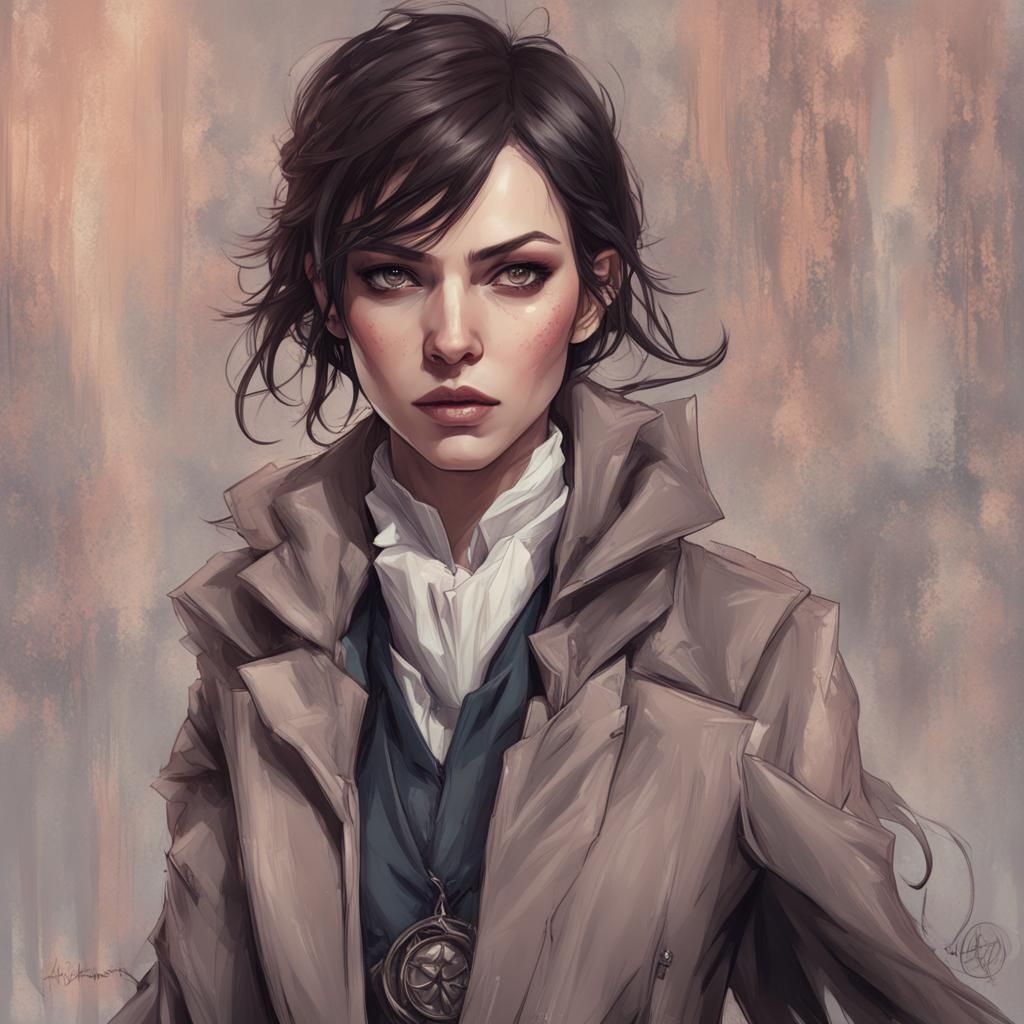 Stern Woman Portrait in Animated Fantasy Style