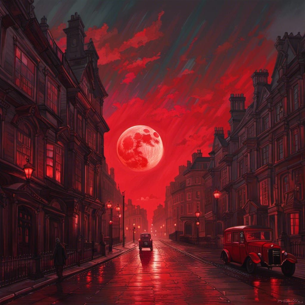 blood red sky, cloudy night, suspension