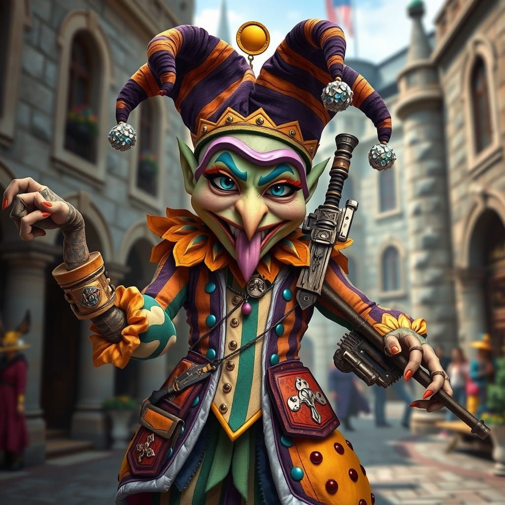 Whimsical WoW Jester Troll Hunter in Mischief