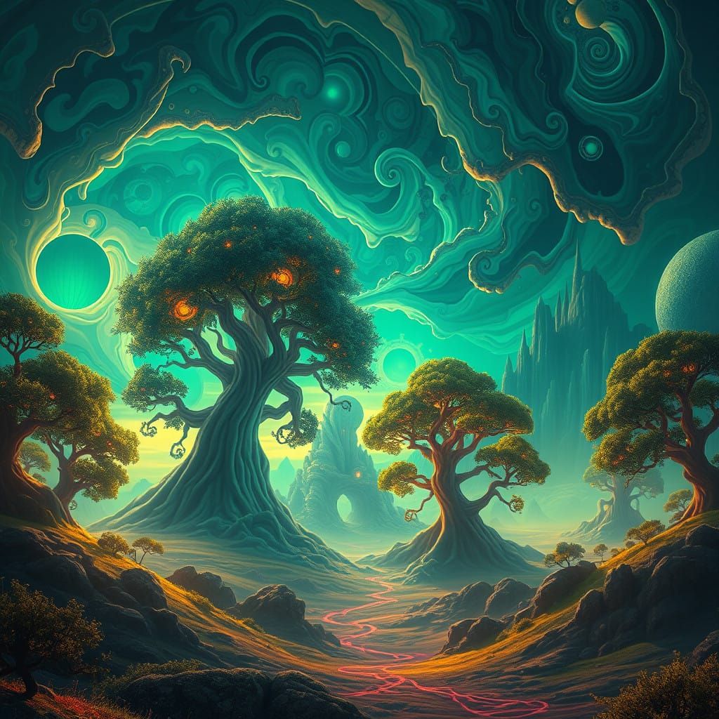 Surreal Forest Landscape in Fantasy Art Style