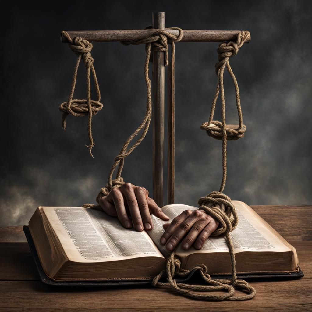 Bible, Noose, Water, and Hands: Surreal Composition
