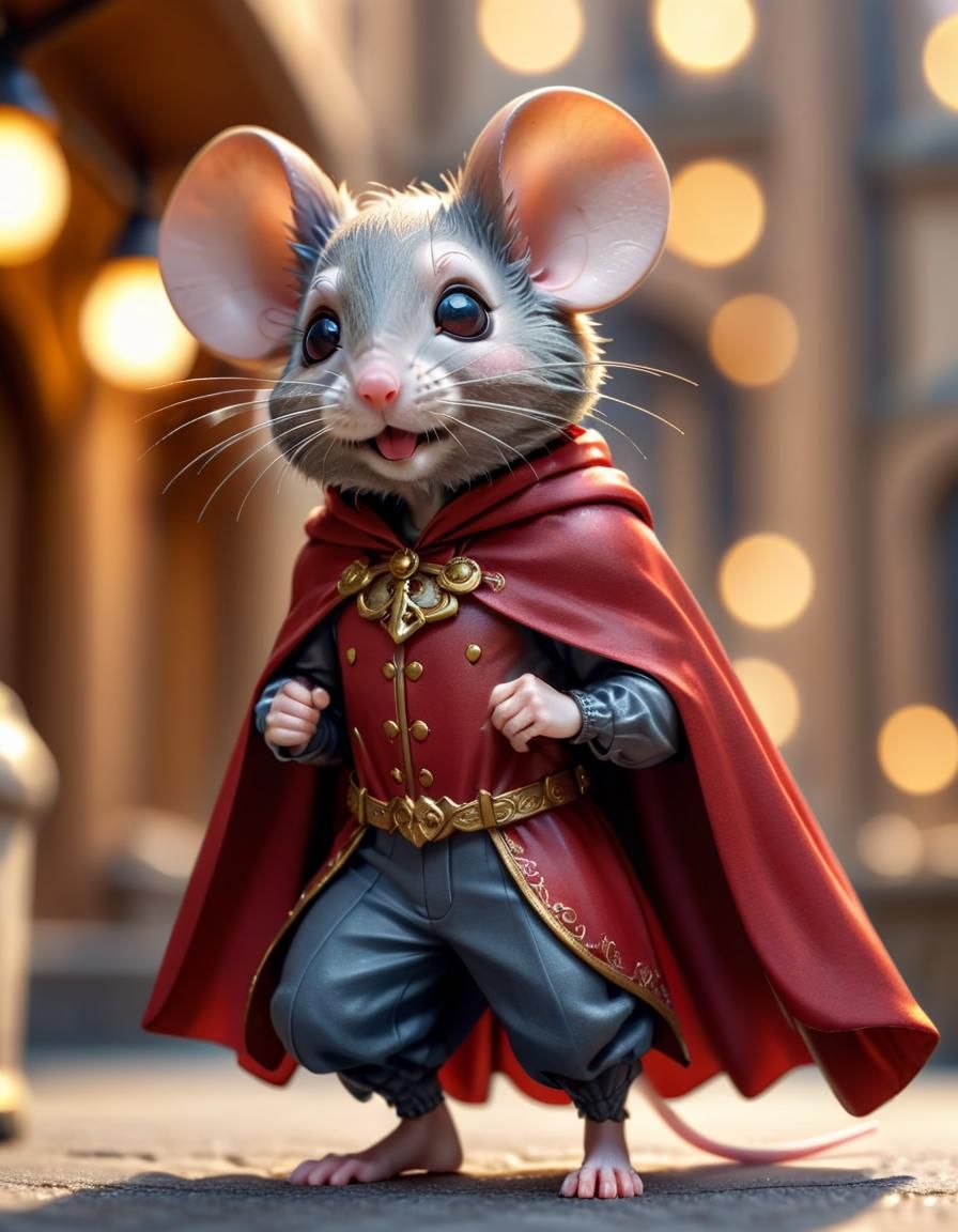 Chibi Mouse Superhero in HDR