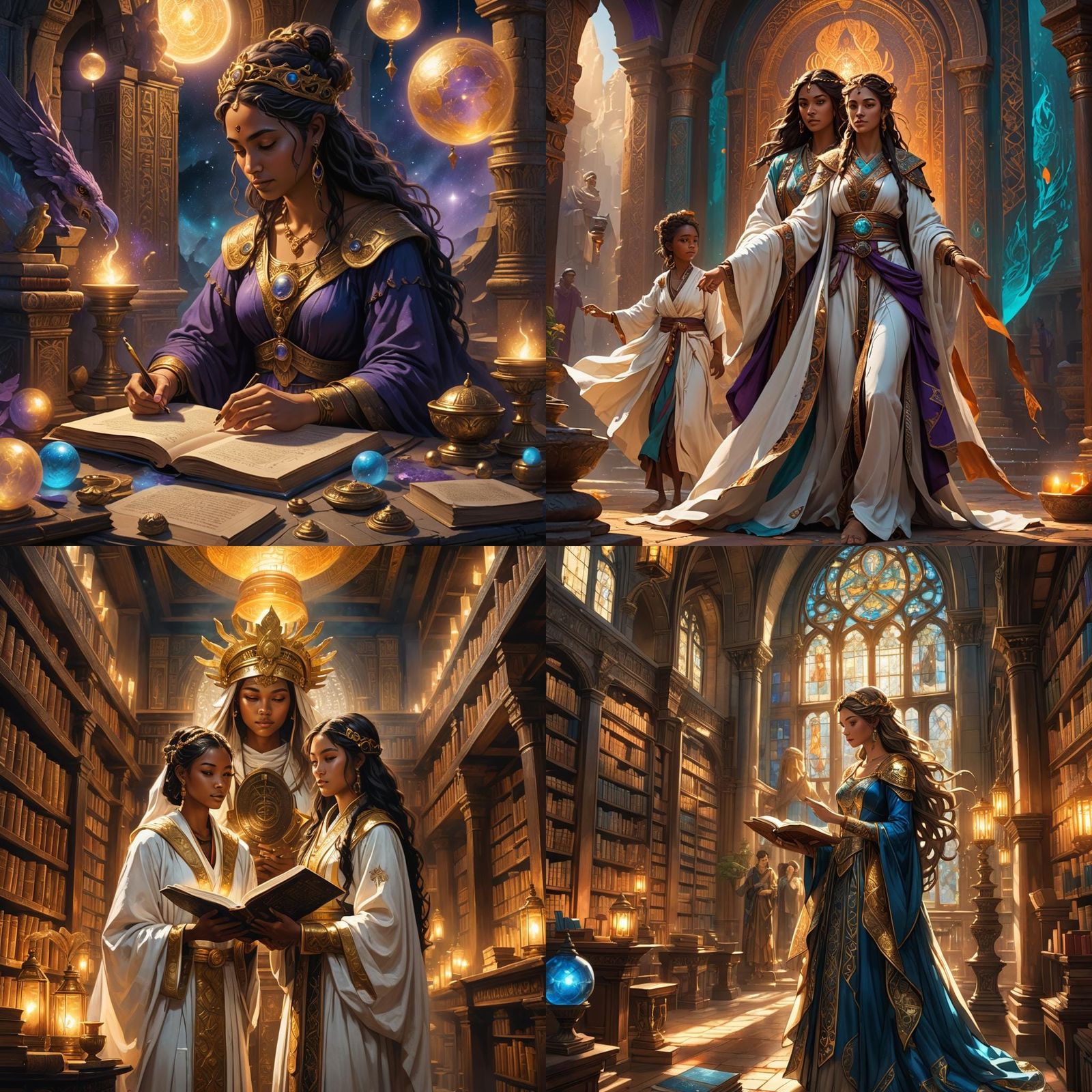 Goddess of Wisdom and Scholar: Fantasy Concept Art