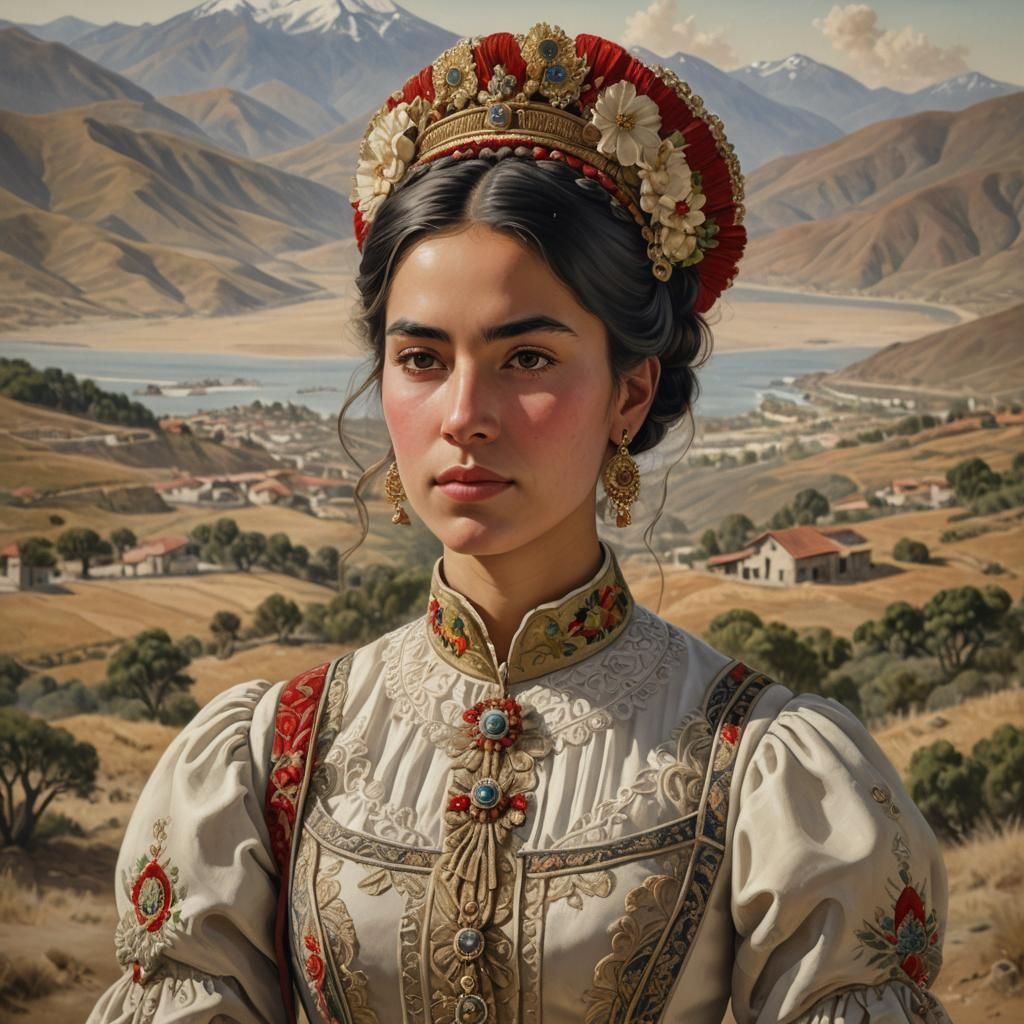 Chilean Woman in Traditional Dress Portrait