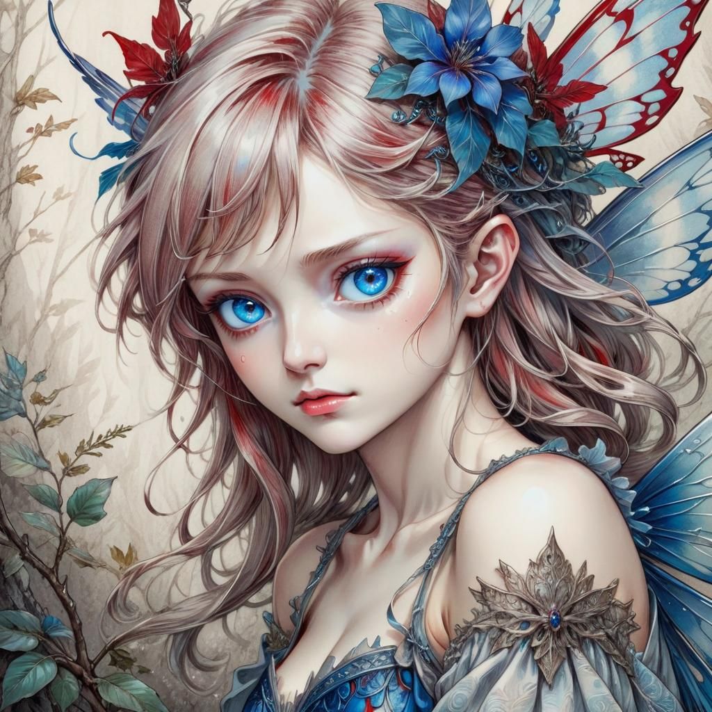 Beautiful Fairy Portrait in Manga Sketch Style