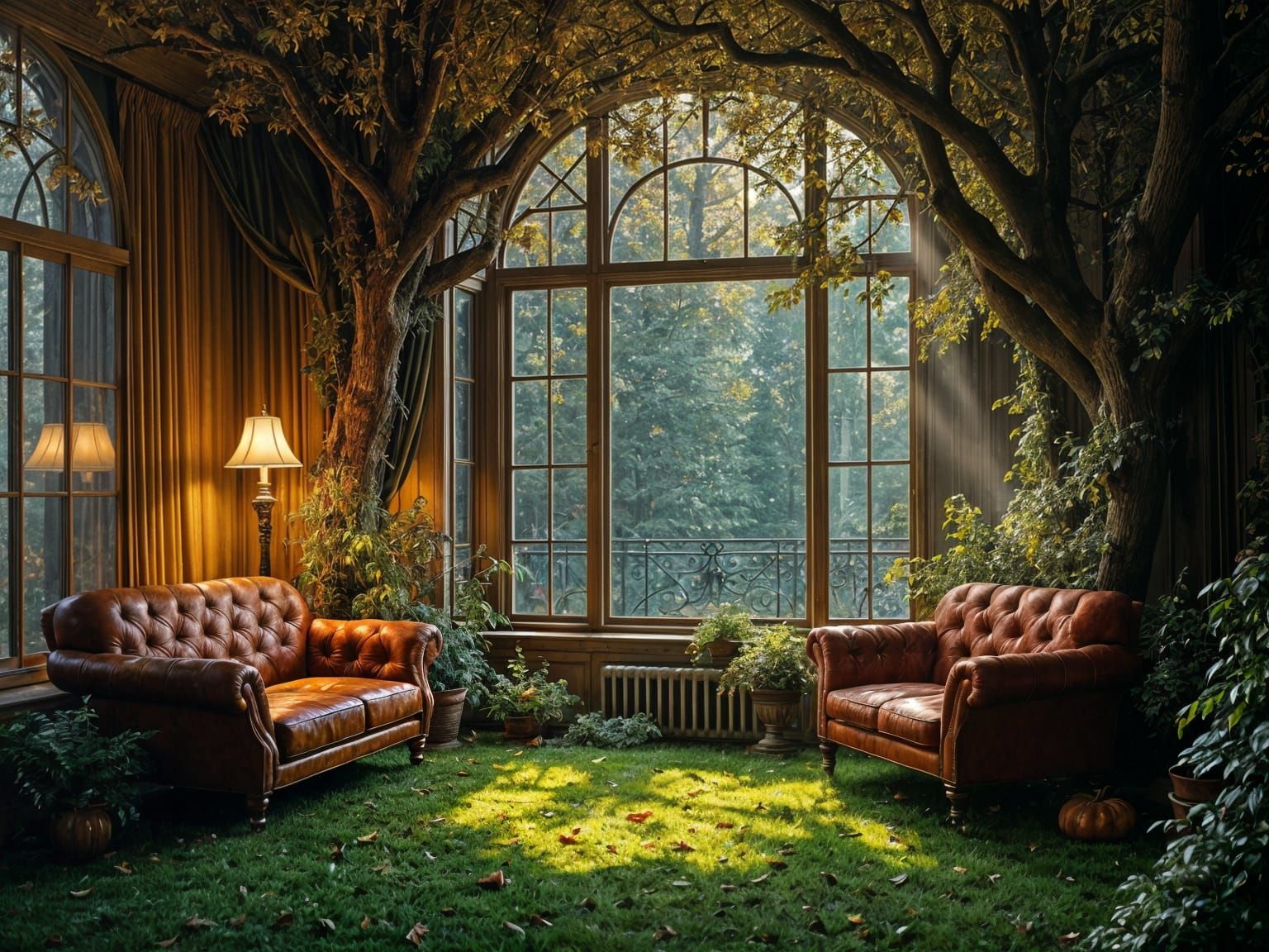 Enchanting Victorian Autumn Garden Living Room