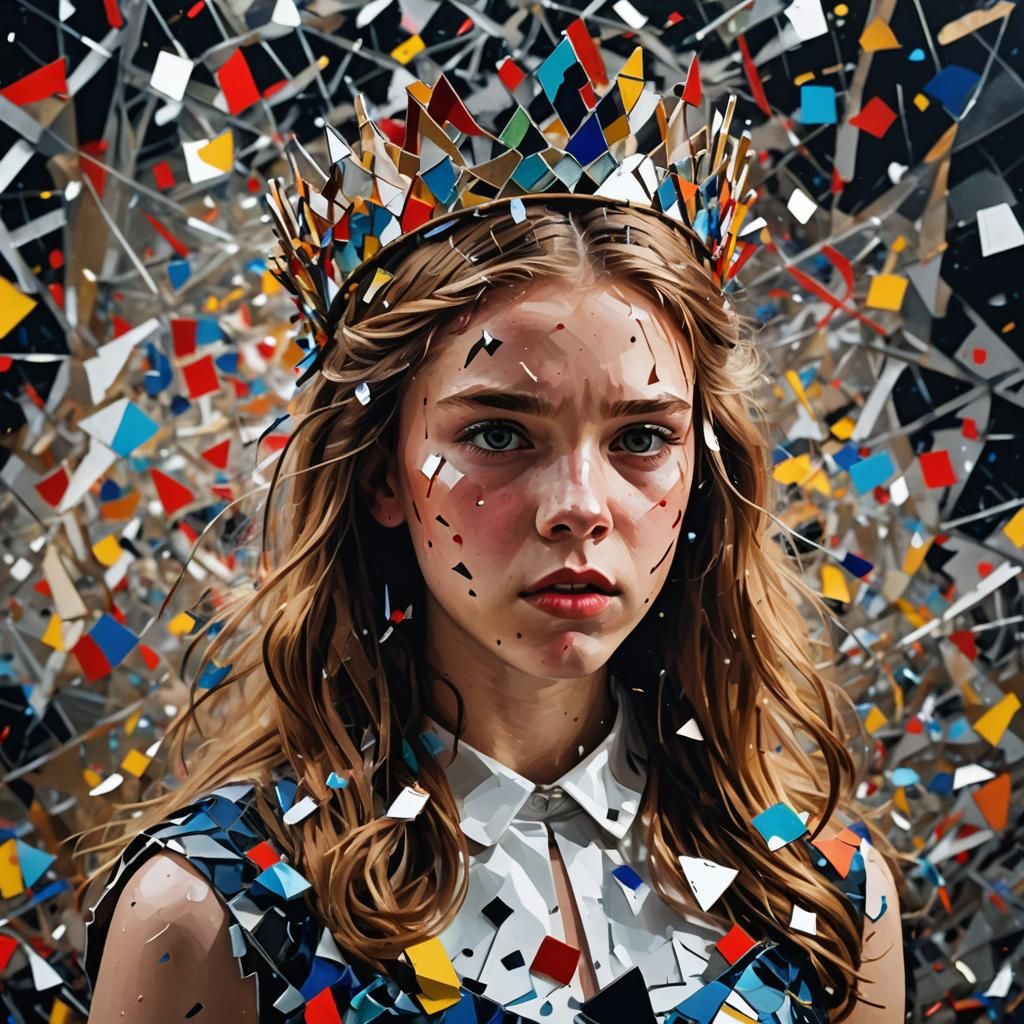 Carrie White Portrait in Abstract Cubism Style