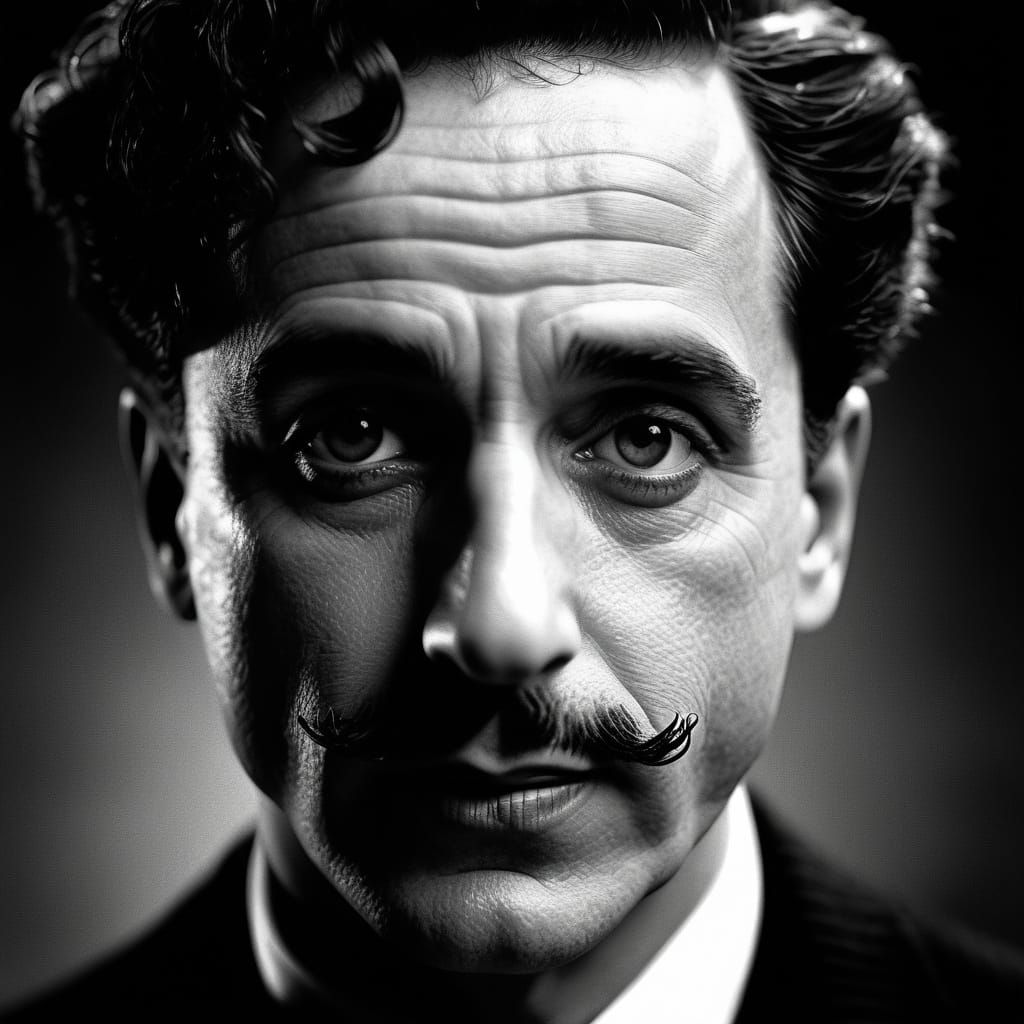 Hyperrealistic Portrait of Charlie Chaplin in Halftone