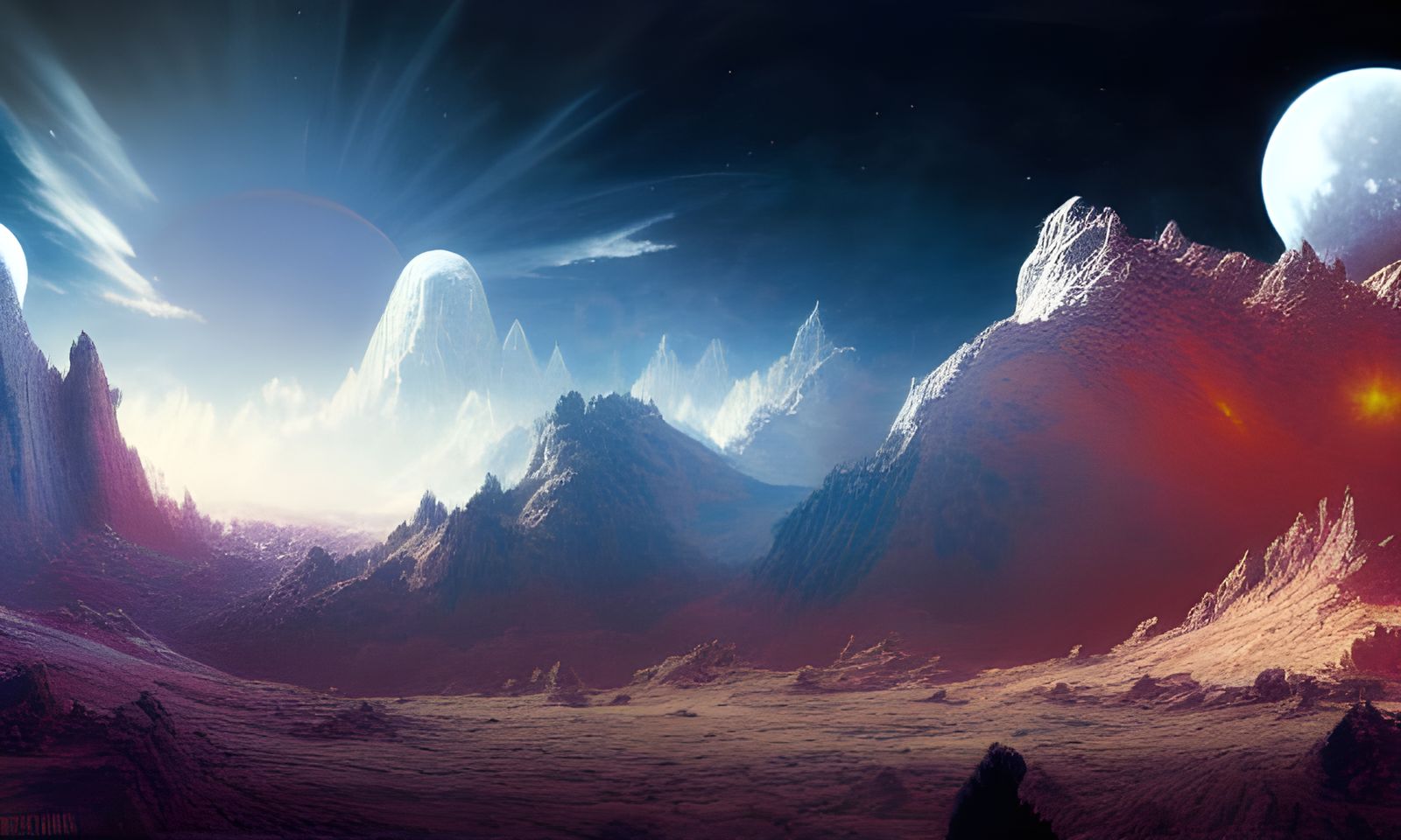 Psychedelic Moon and Space Scene in Sci-Fi Style