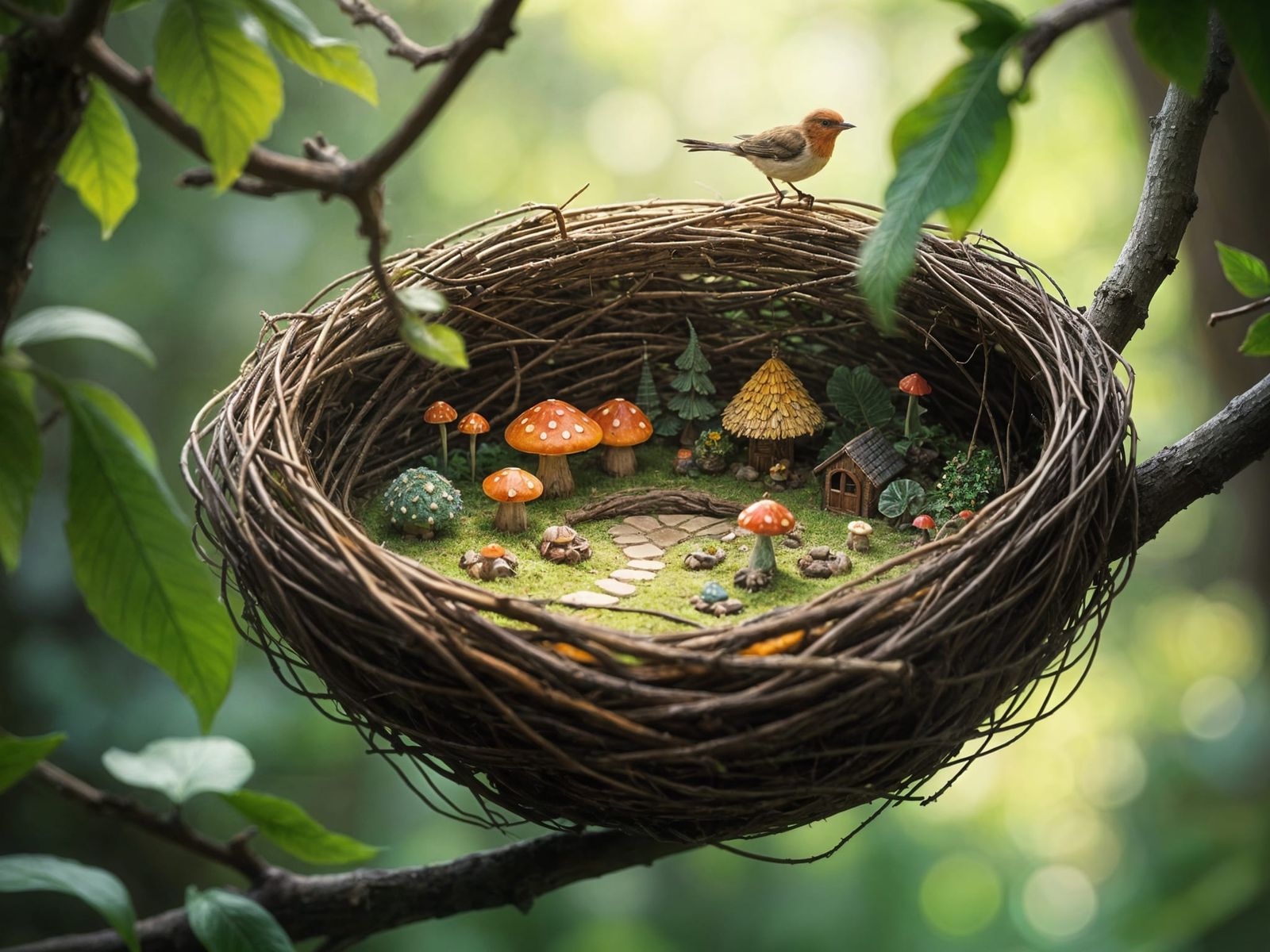 Enchanted Fairy Village in Bird's Nest