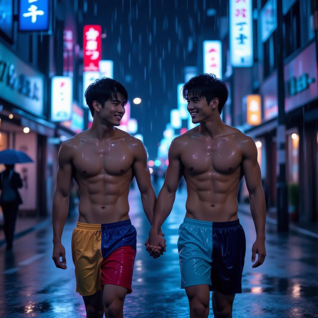 Rainy Tokyo Street Scene in Wong Kar-wai Style