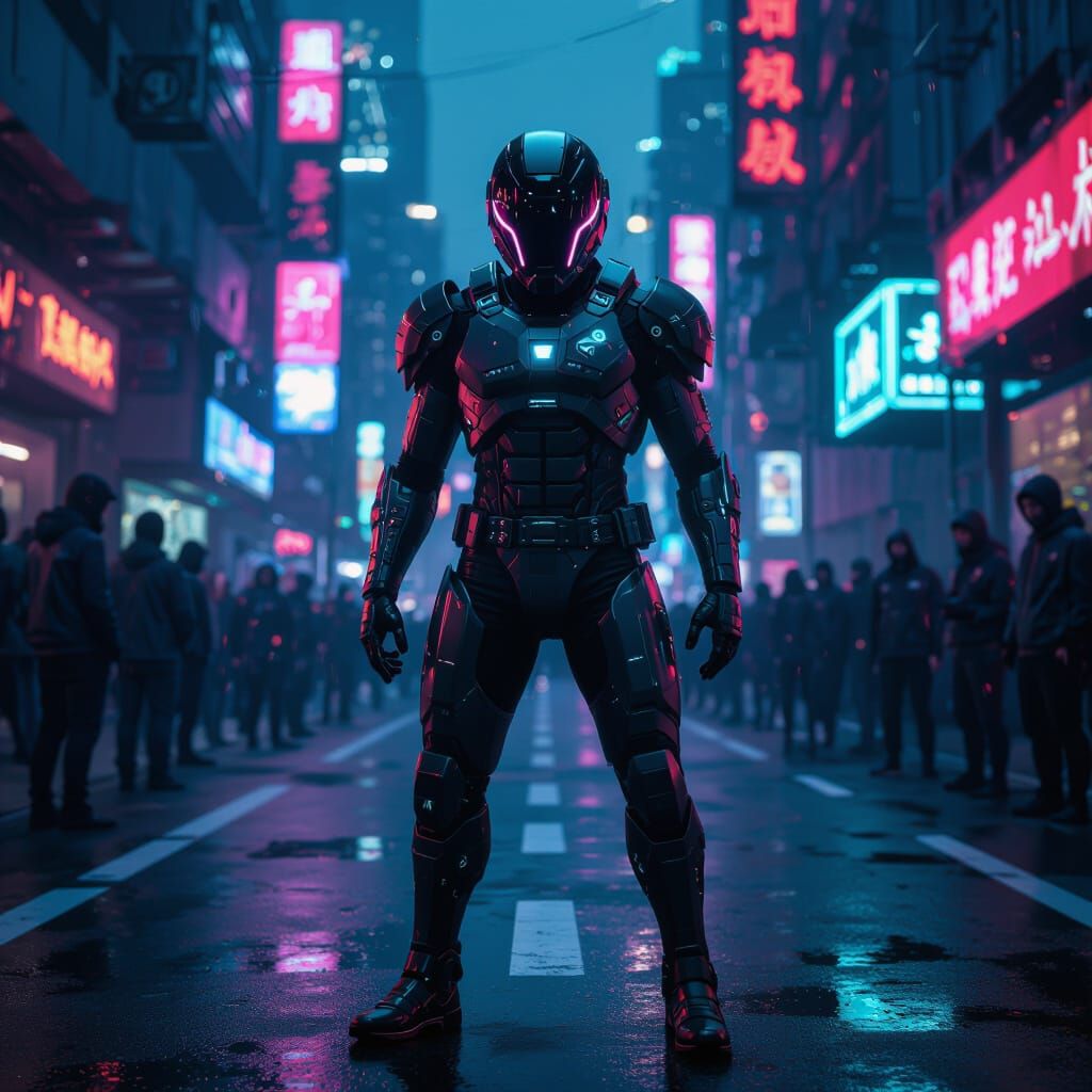 Futuristic Cyberpunk Football Game in Neon City