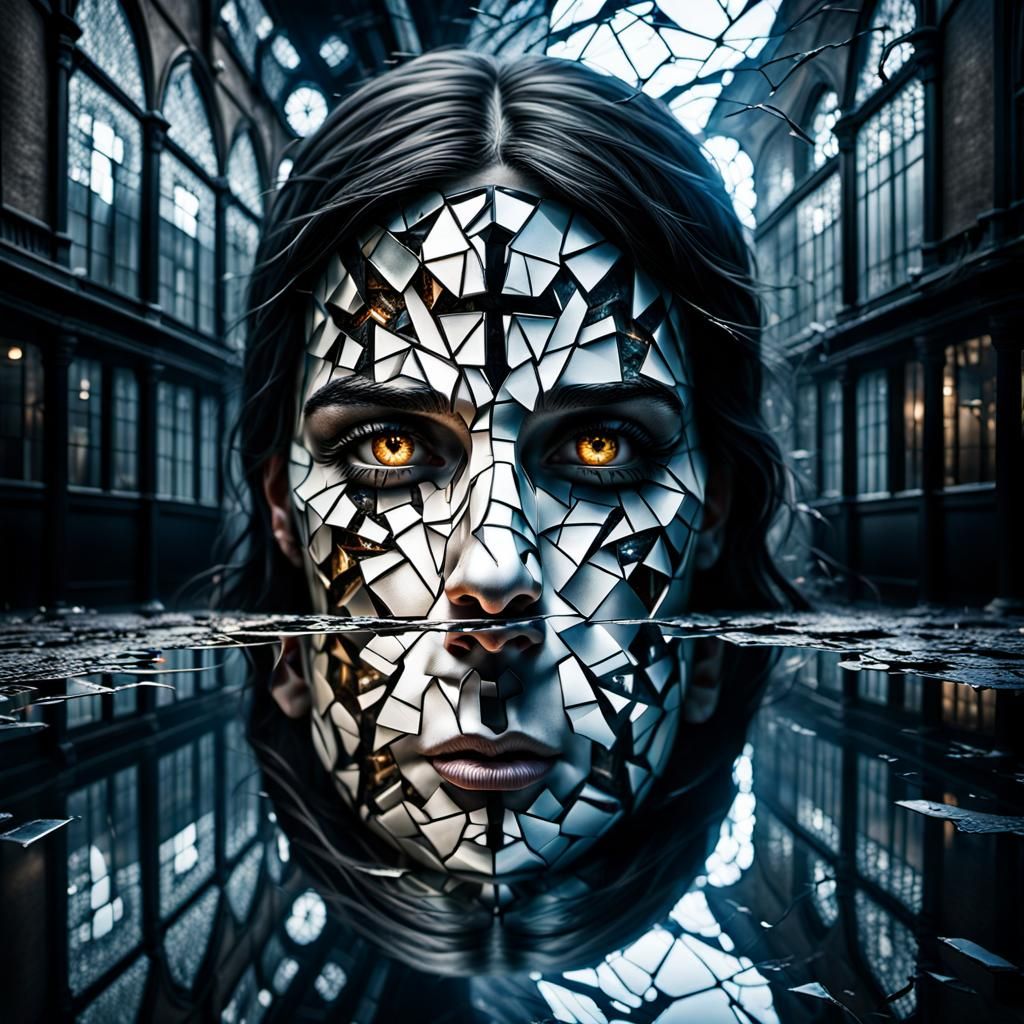 Shattered Soul Reflection in Hyperrealistic HDR