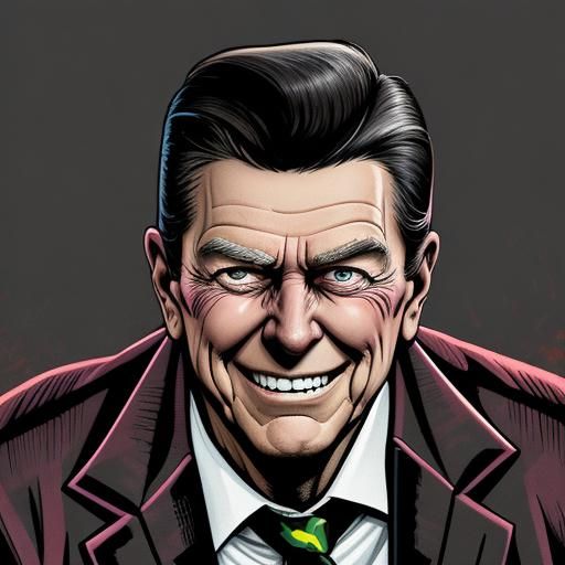 Ronald Reagan in Ren and Stimpy Cartoon Style