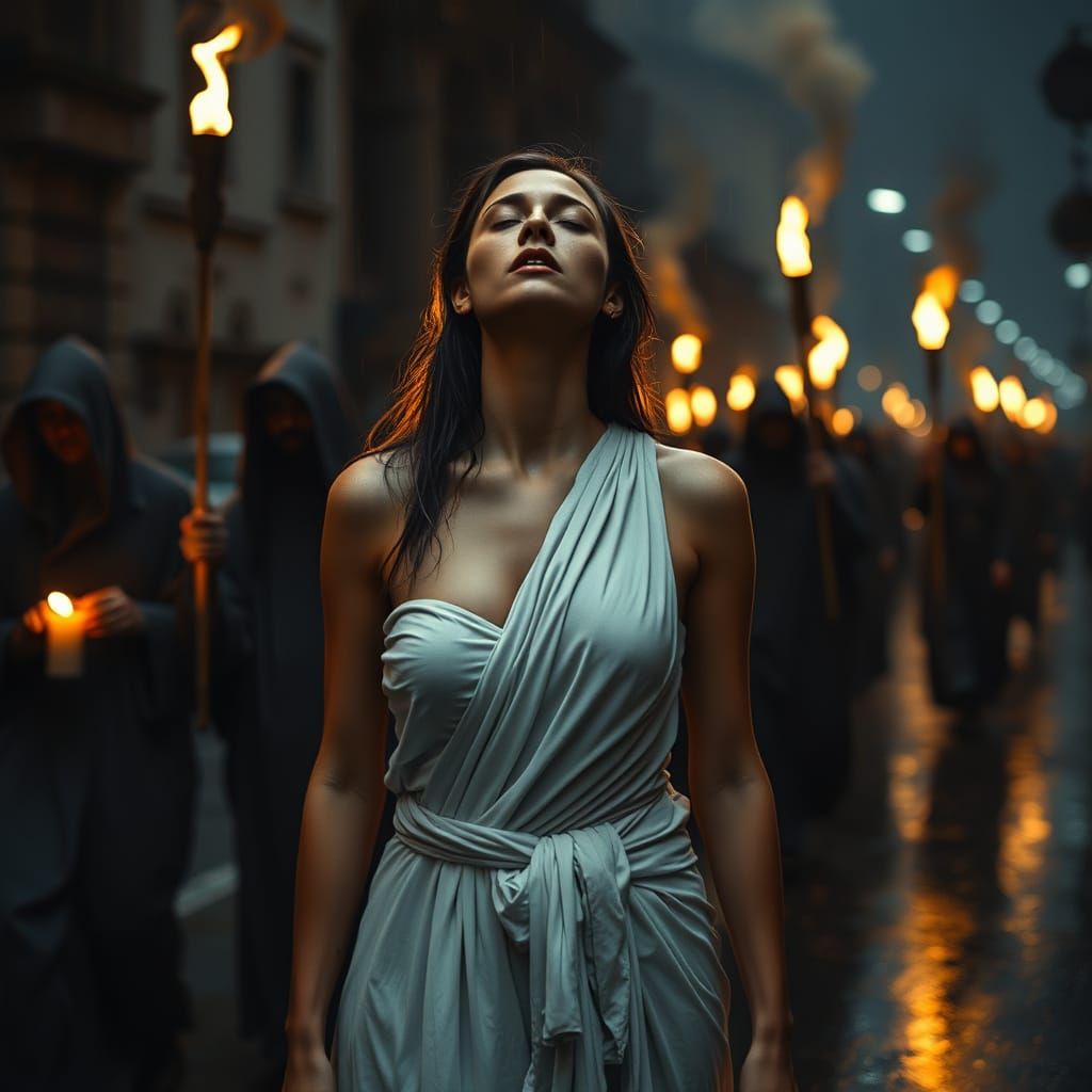 Hypnotic Religious Procession in Cinematic Style