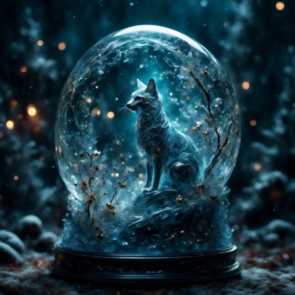 Frost Fae in Glass Snowglobe, Hyperrealistic Render