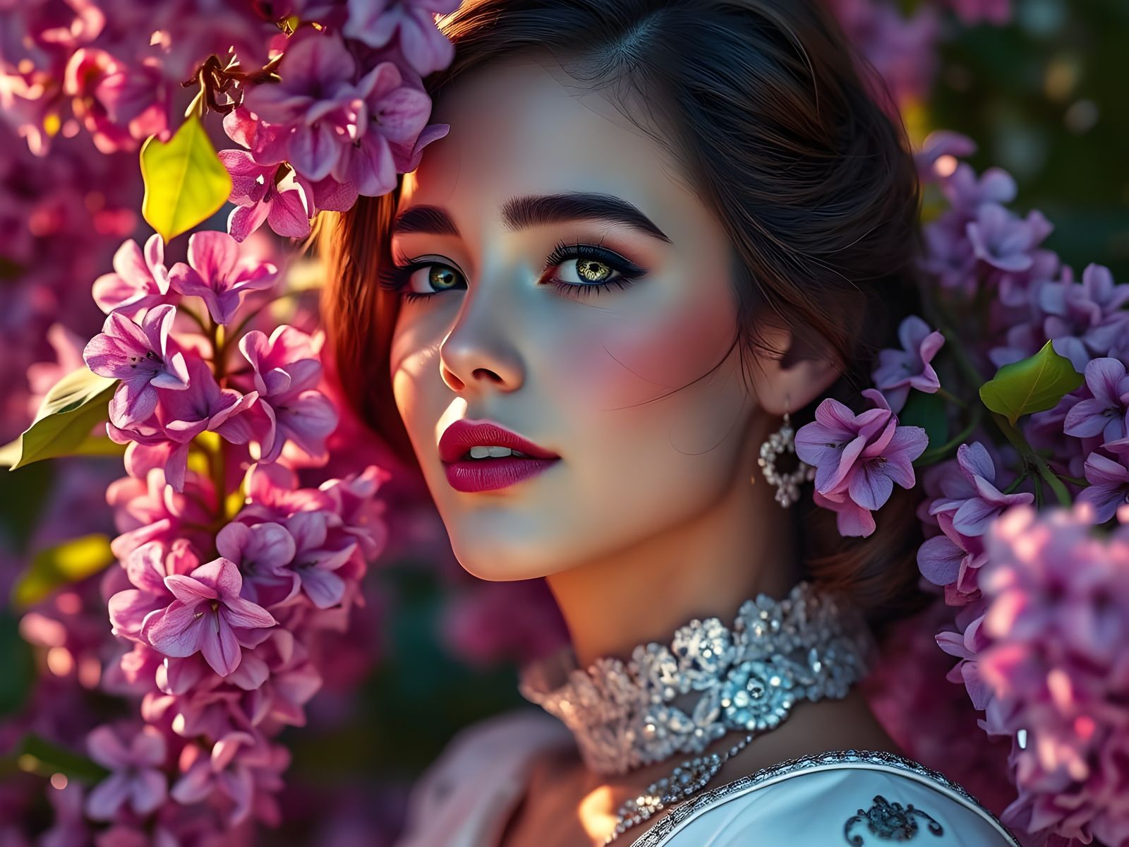 Woman in Lilac Bloom Portrait