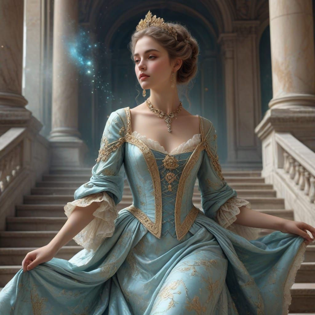 Empress with Cosmic Robes on Palace Steps