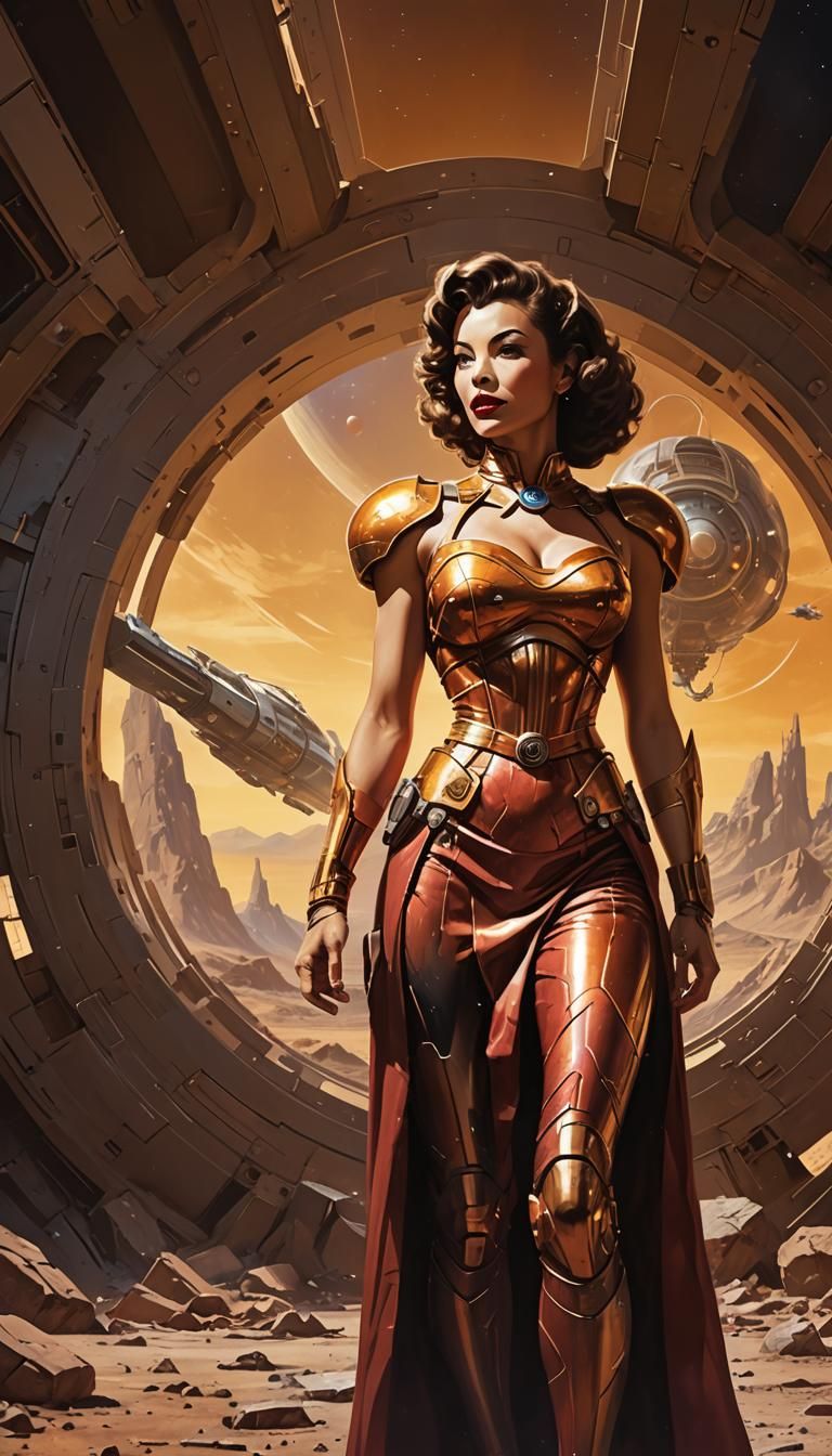 Sci-Fi Pinup: Hourglass Figure in Space Opera Solarpunk