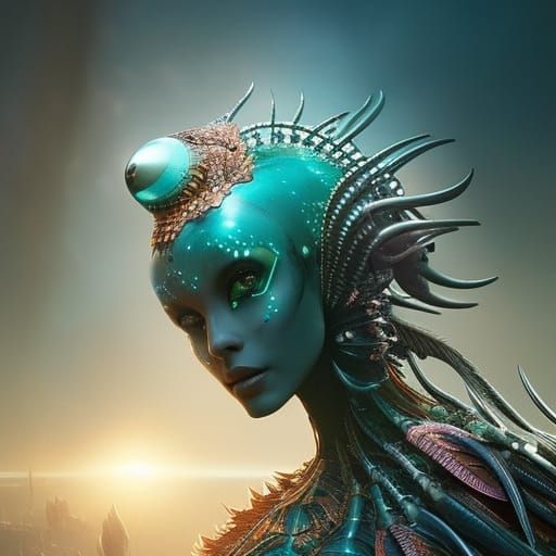 Majestic Alien Queen Emerges: Hyperdetailed Cinematic Photog...