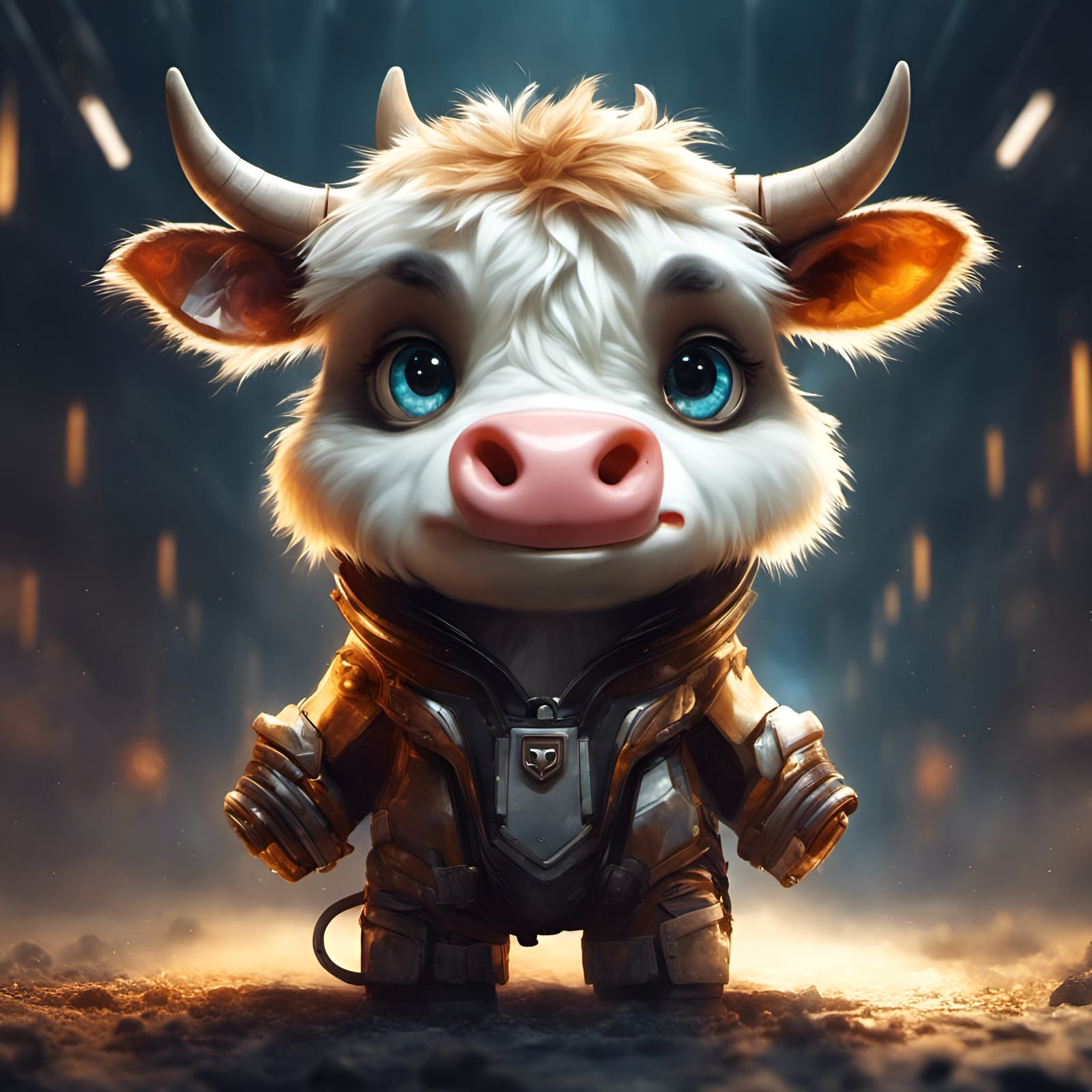 Chibi Cow Superhero in Detailed 3D Style