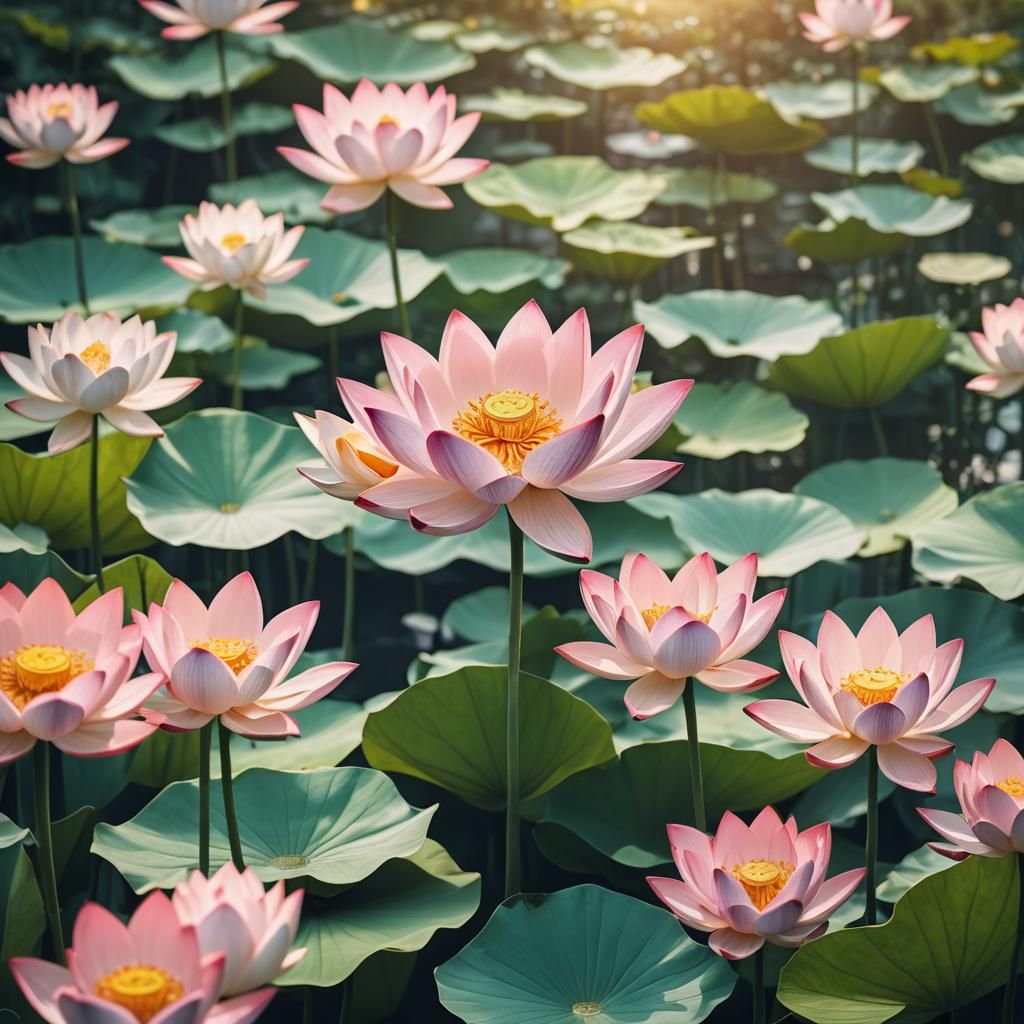 Lotus Flower in Serene Paper Garden: Macro Photography