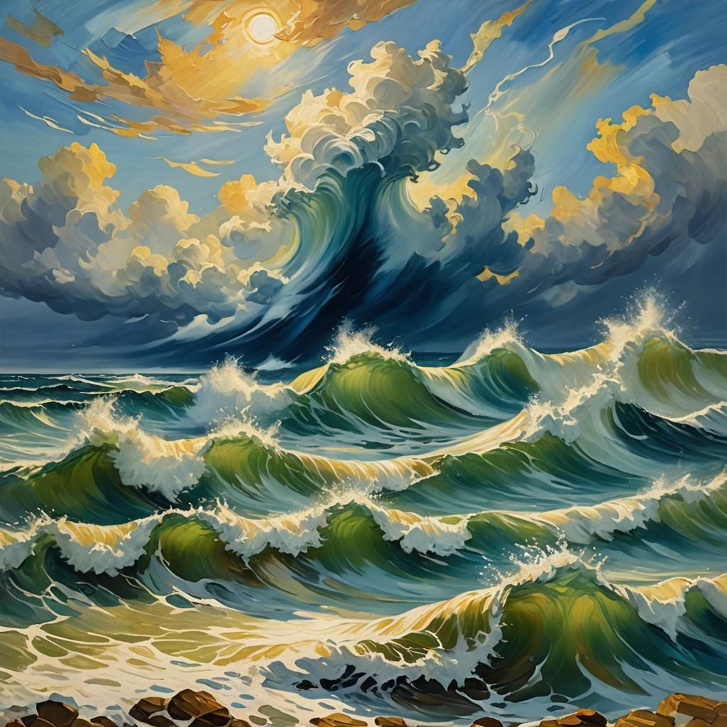 Expressionist Waterspout in Van Gogh Style