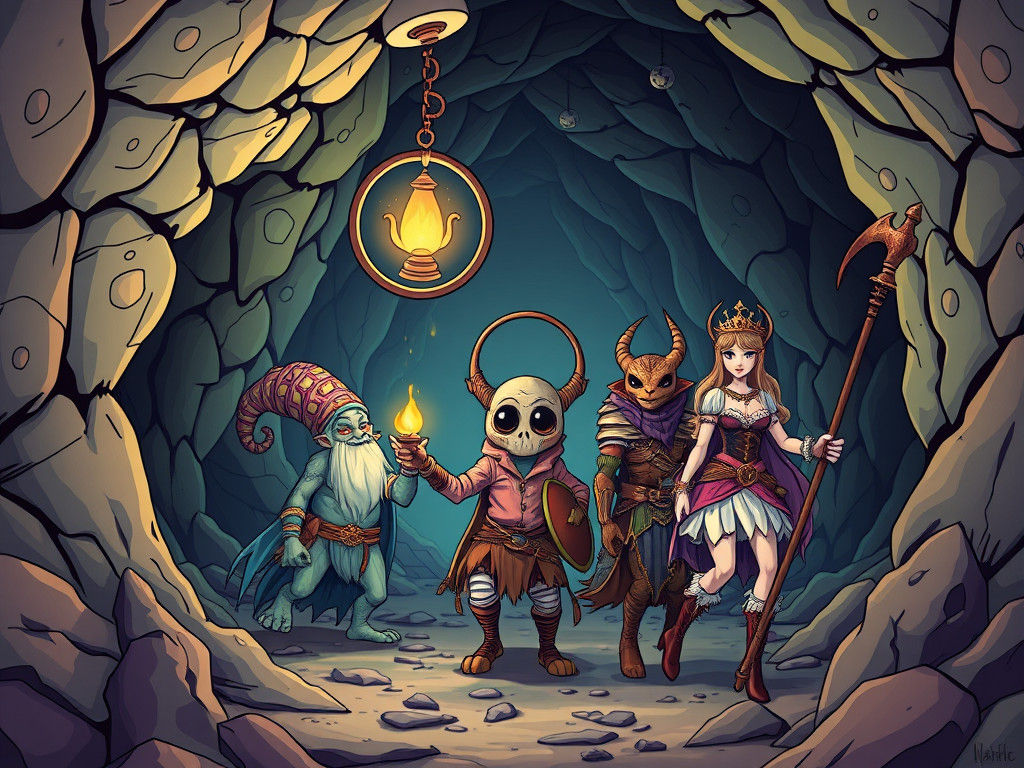 Freaky Fantasy Adventurers in a Trippy Dungeon