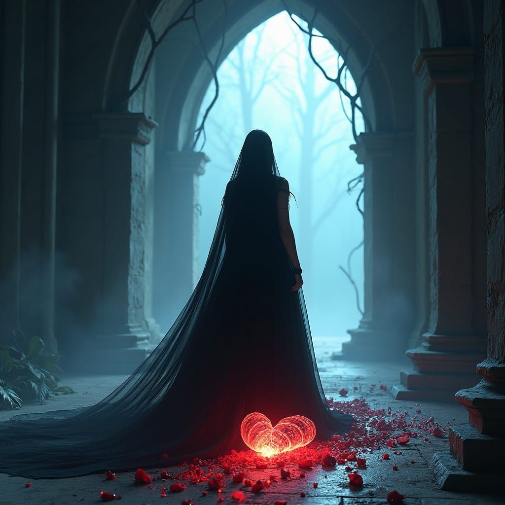 Gothic Queen with Shattered Heart in Fantasy Art