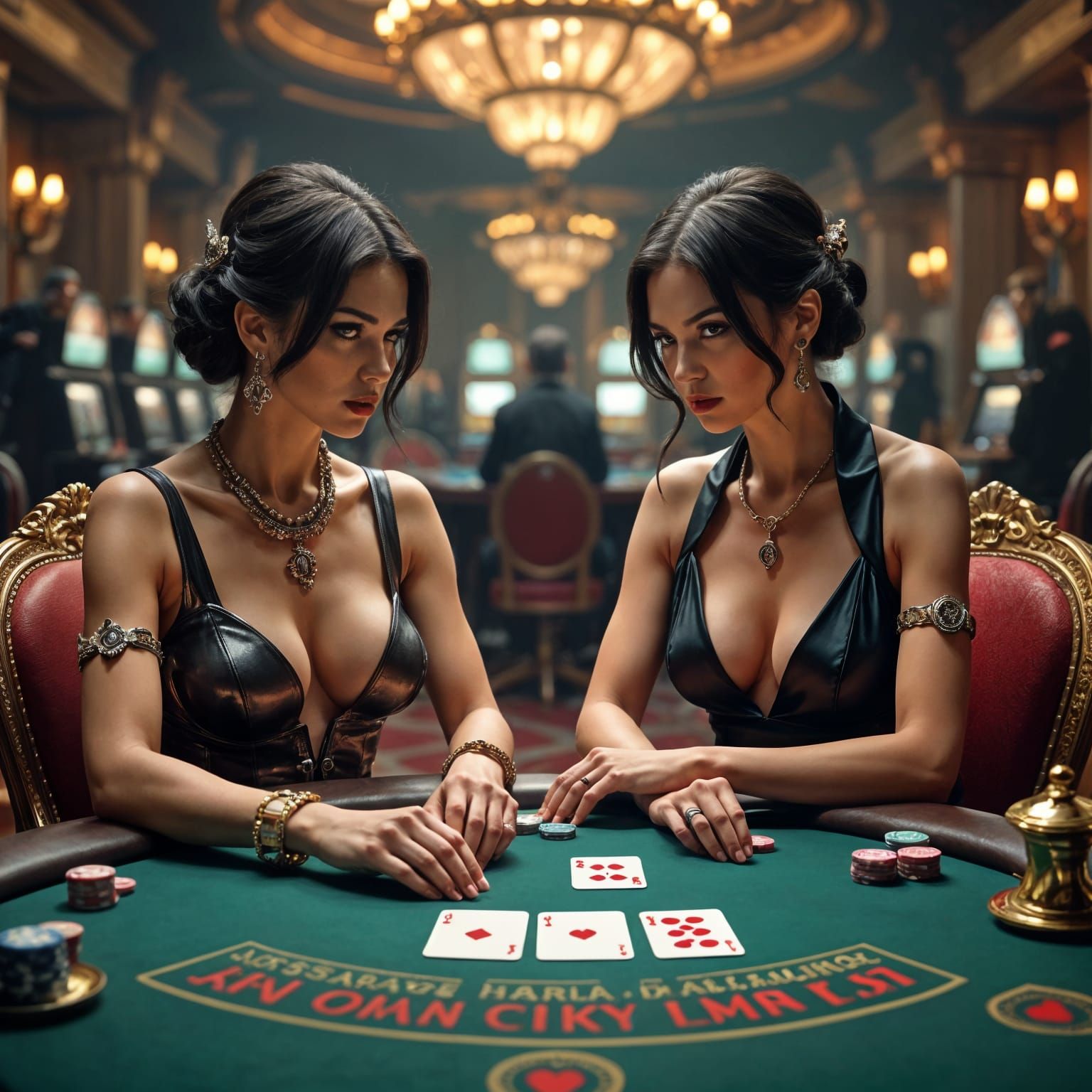 Hyperrealistic Women Playing Blackjack in 3D Hologram