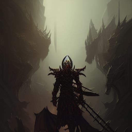 Dragon Knight of Bone in Dark Fantasy Style