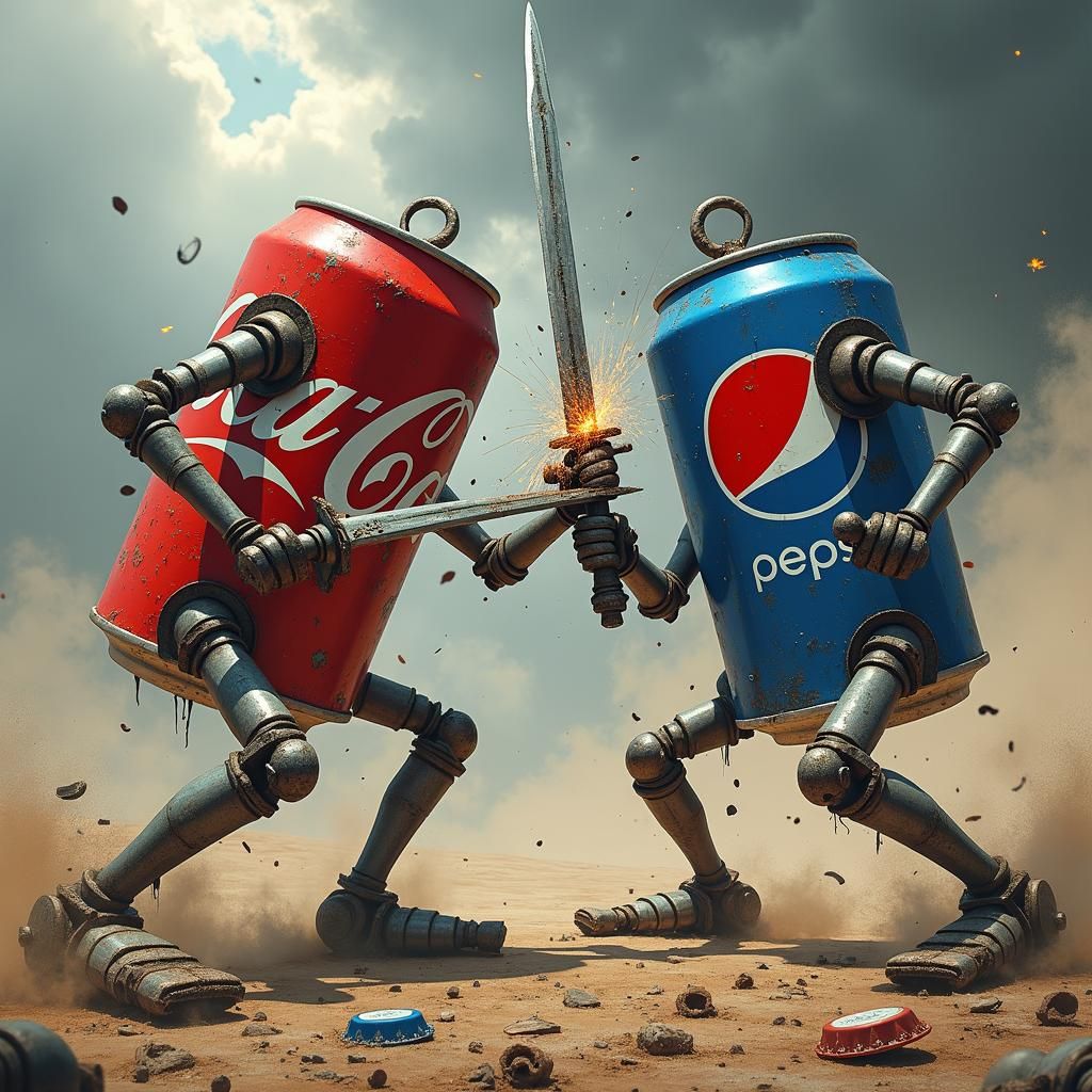 Cola Wars: Soda Cans Clash in Cyberpunk Battle