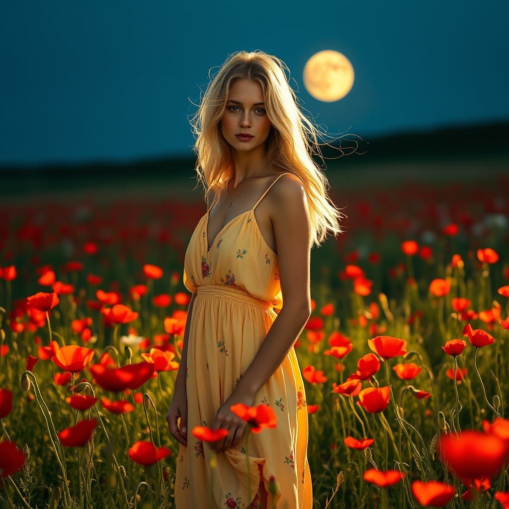 Poppy Field Beauty in McCurry, Lindbergh, Leibovitz Style