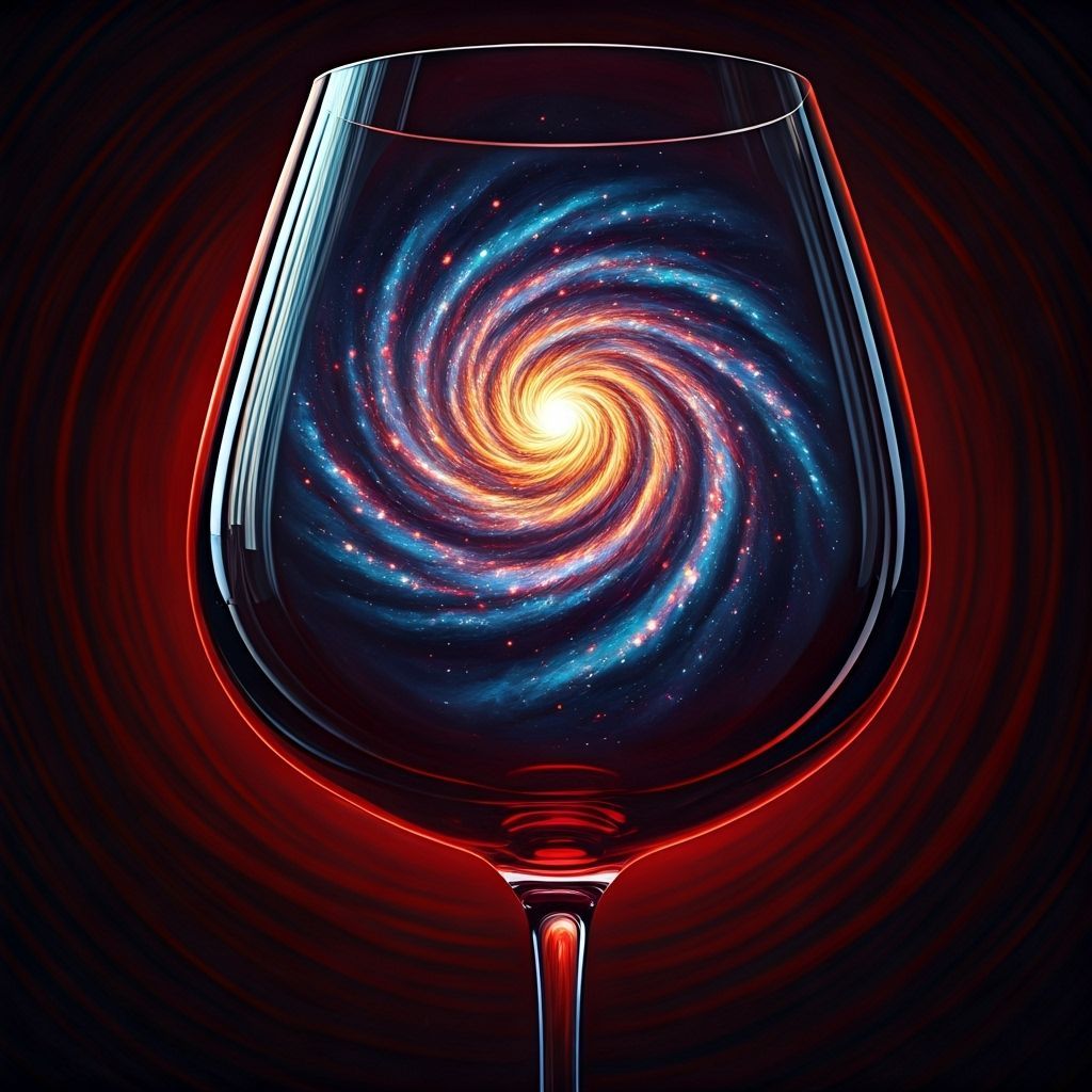 Galaxy Wine Glass in Impressionistic Style