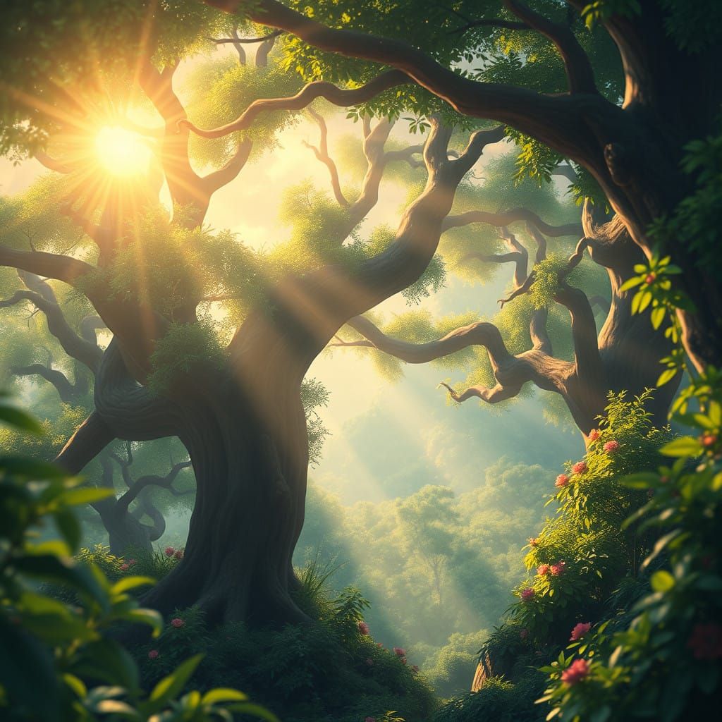 Celestial Forest Sanctuary in Ethereal Light