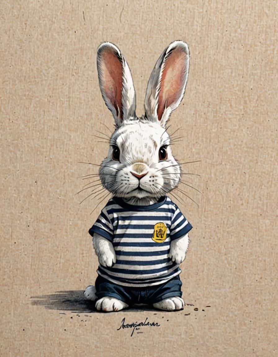 White Rabbit in Breton Shirt