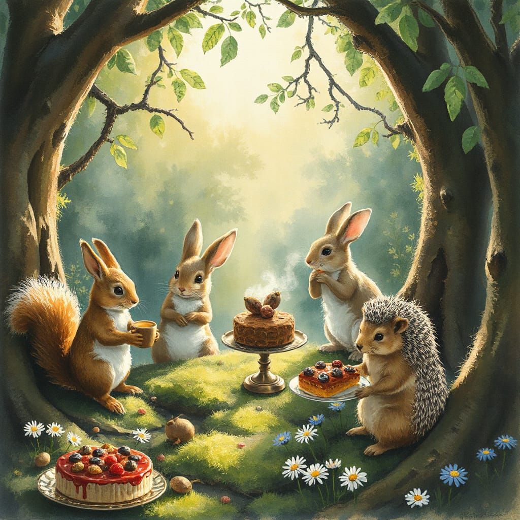 Woodland Creatures Tea Party in Beatrix Potter Style