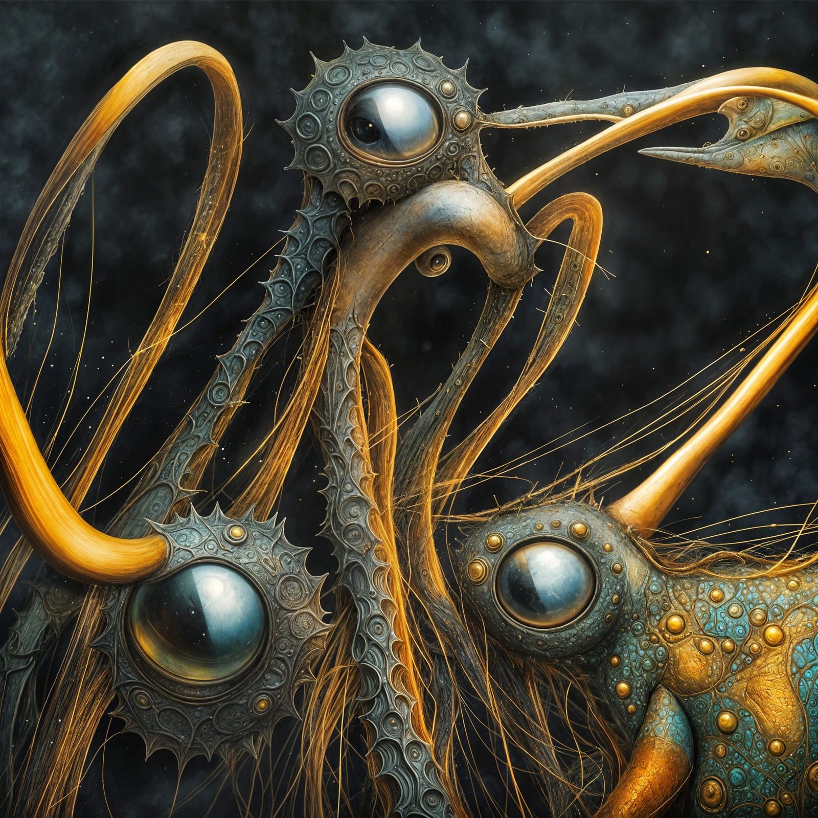 Surreal Restaurant Scene with Exotic Aliens