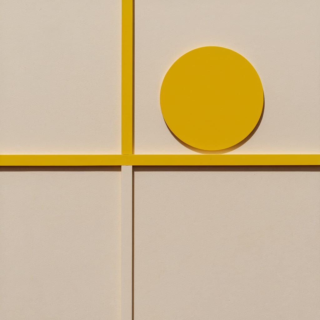 Minimalist Abstract Yellow Circle and Line