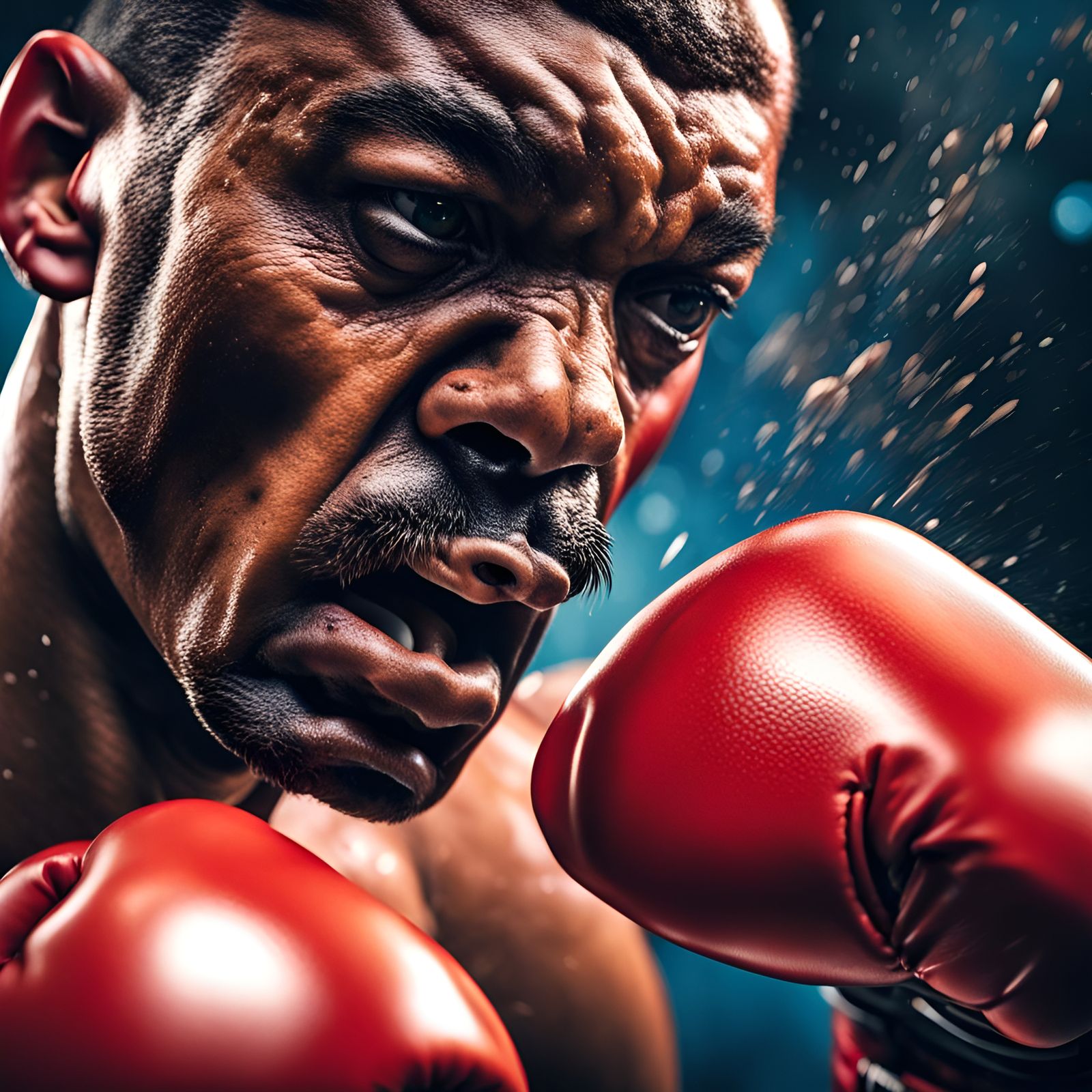 Hyperrealistic Boxing Match Closeup in Splash Art Style