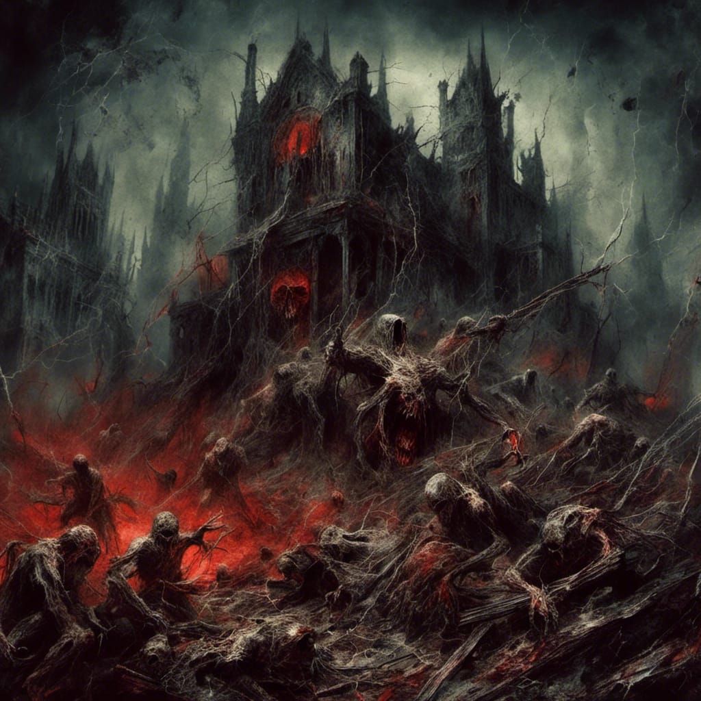 Thrash Metal Album Cover: Battlefield Horror in 80s Style