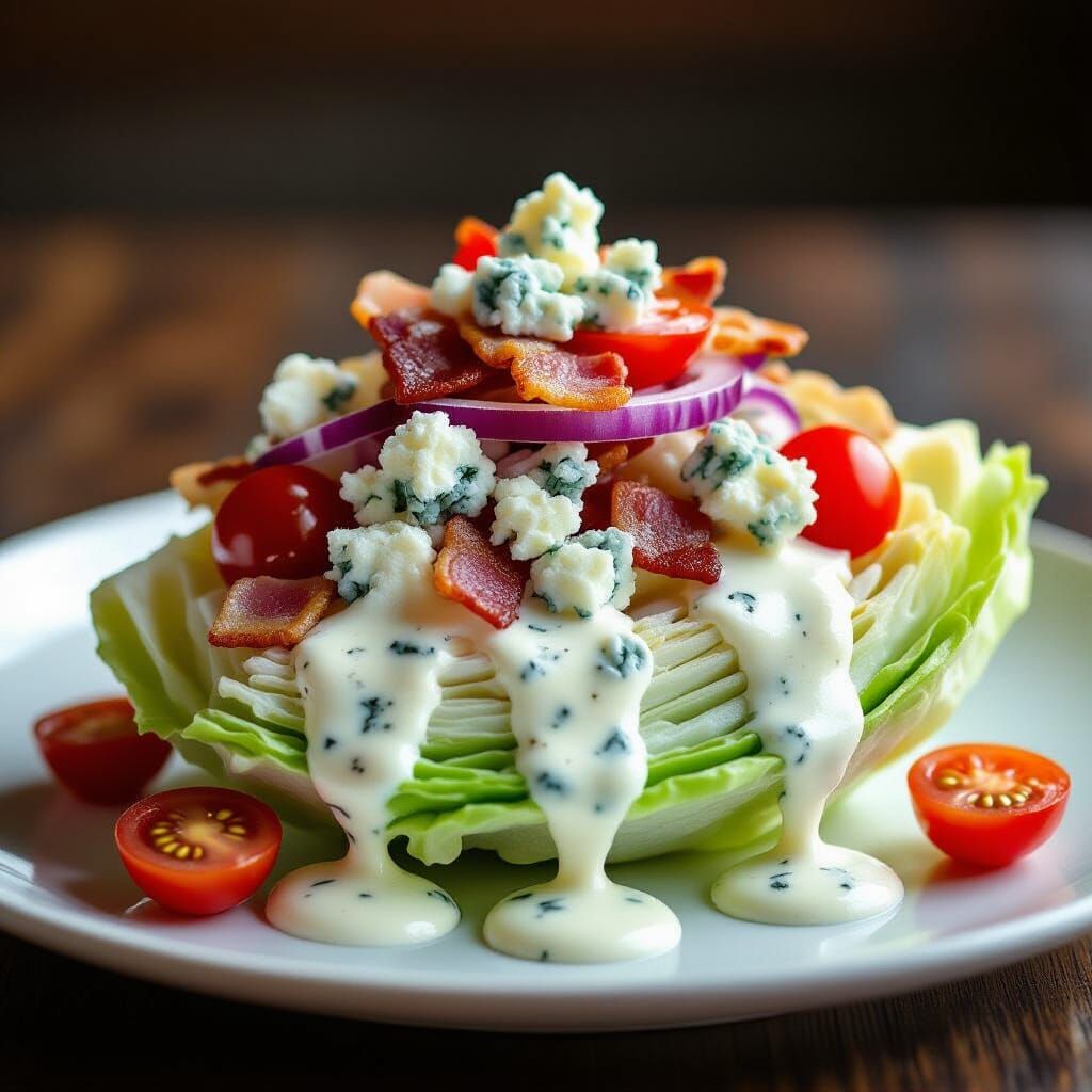 Gourmet Blue Cheese Wedge Salad with Bacon and Tomatoes