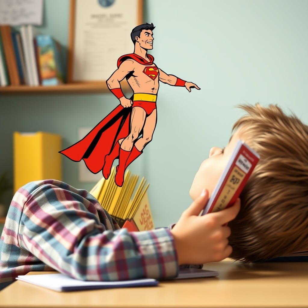 Seeing Superman undressed made the kid's head pop off