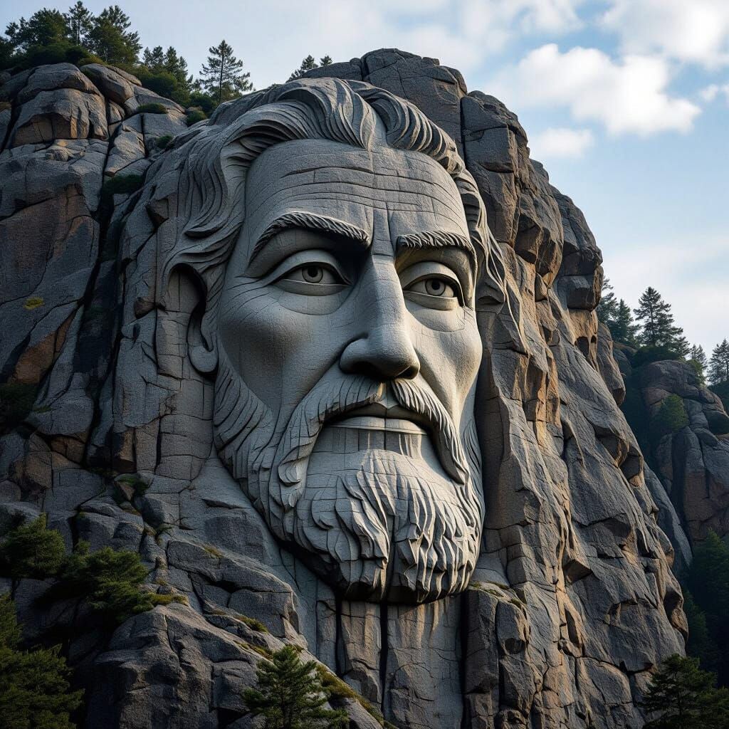 Wise Man's Face Carved into Stone Mountain
