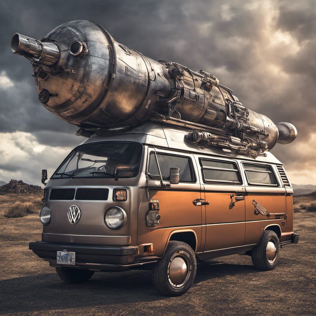 Futuristic VW Vanagon Rocket Ship: Hyperrealistic Render