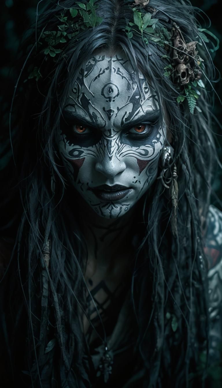 Anime Shaman Warrior in Enchanted Forest